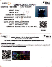 7.54/CT Natural Blue Sapphire with Govt Lab Certificate (2331)